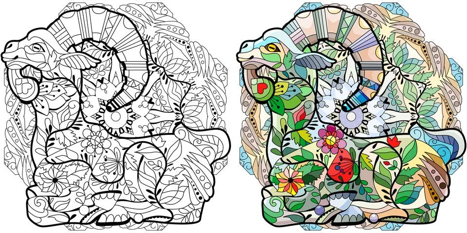 Goat. Hand drawn decorative vector illustration for coloring Stock Illustration
