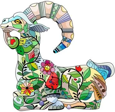Goat. Hand drawn decorative vector illustration Stock Illustration