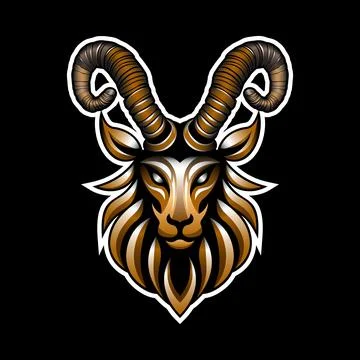 Goat Head Logo Art Vector Illustration Stock Illustration