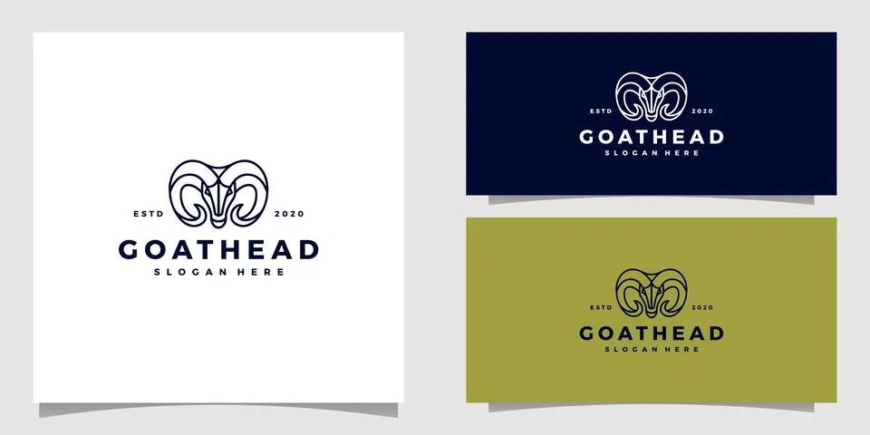 Goat head logo vector design Illustrazione stock