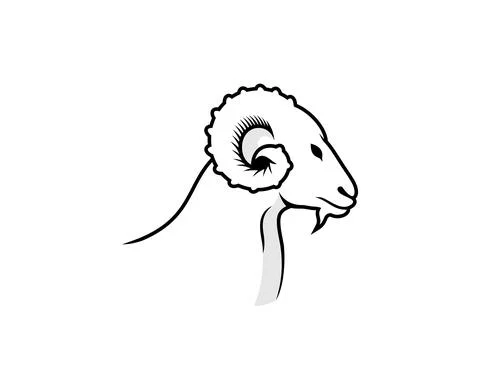 Goat head with outline vector Stock Illustration
