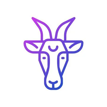 Goat head pixel perfect gradient linear vector icon Ilustração Stock