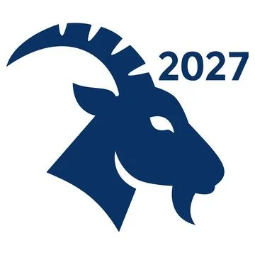 Goat head profile with 2027 text vector icon Stock Illustration