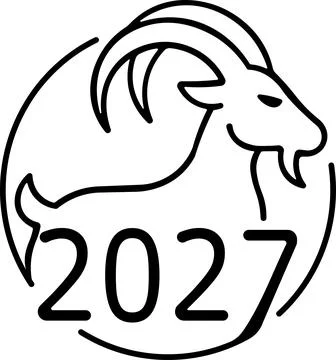 Goat head silhouette in round circle badge Stock Illustration