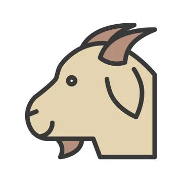 Goat head vector, Farm animal filled style editable stroke icon 스톡 일러스트