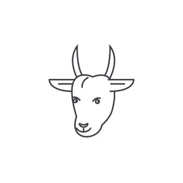 Goat head vector line icon, sign, illustration on background, editable stroke Stock Illustration