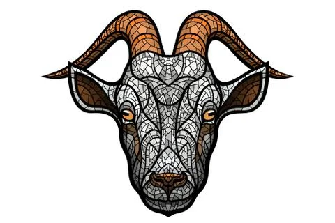 Goat head on white background Stock Illustration