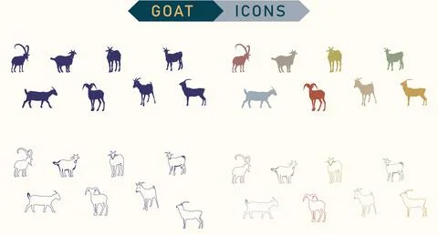 Goat Icon Set Vector Illustration Stock Illustration