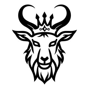 Goat King logo or modern line icon. Vector line art and icon design with bo.. Stock Illustration