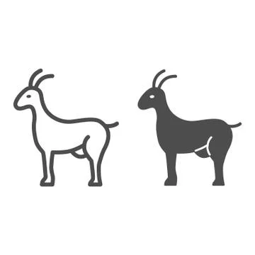 Goat line and solid icon, livestock concept, nanny-goat sign on white background Stock Illustration