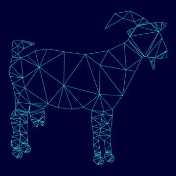 Goat in low poly triangulation triangulated polygonal electric cyan blue vi.. Stock Illustration