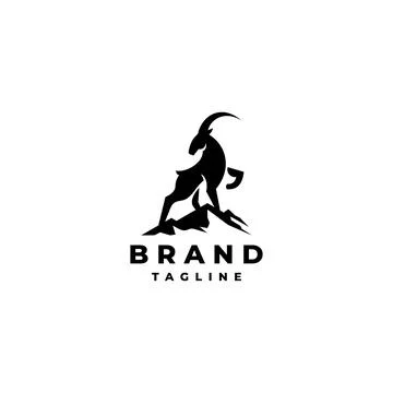 Goat On The Mountain Logo Design Stock Illustration