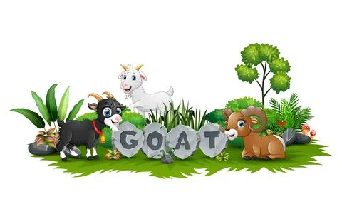 Goat is playing in the garden Stock Illustration