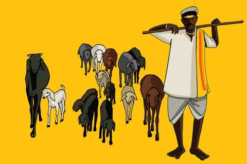 Goat Rearing Illustrazione stock