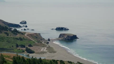 Goat Rock State Beach and Russian River outlet near Jenner California Video stock 343490866