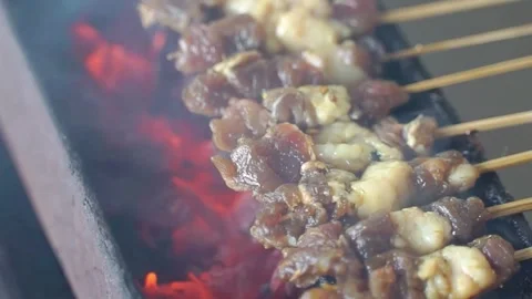 The goat satay meat Stock Footage 265674708