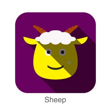 Goat sheep face flat icon design. Animal icons series. Stock-Illustration