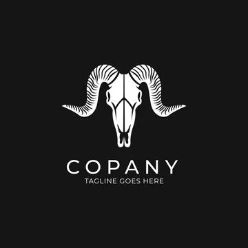 Goat Skull Concept, Monogram Logo Template Stock Illustration