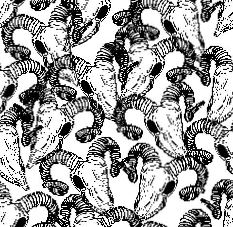 Goat skull pixel art pattern seamless. pixelated Goat head skeleton backgroun Stock Illustration