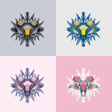 Goat skull set Stock Illustration