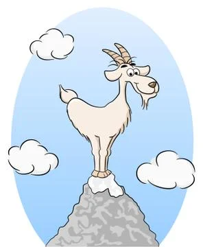 Goat standing on a mountain peak Stock Illustration