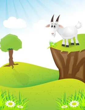 Goat on the top of hill Stock Illustration