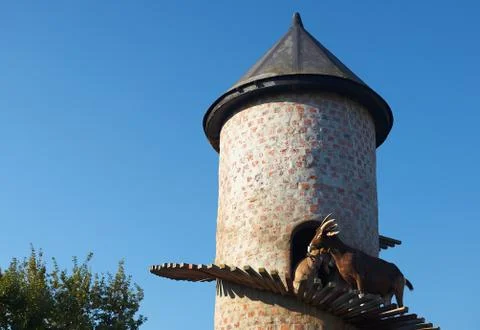 Goat on a tower Stock Photos