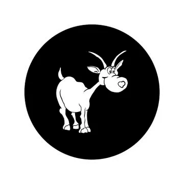 Goat. Vector illustration in the form of a round black and white icon for web Stock Illustration