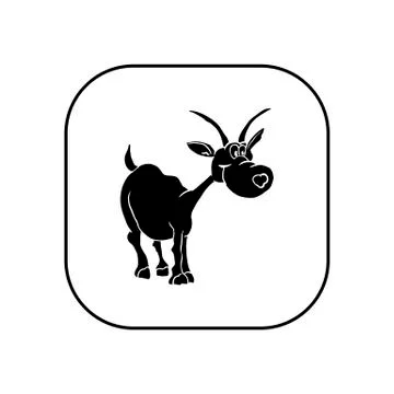 Goat. Vector illustration in the form of a square black and white icon for we Stock Illustration