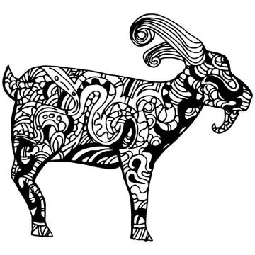 Goat Zentangle Style Stock Illustration