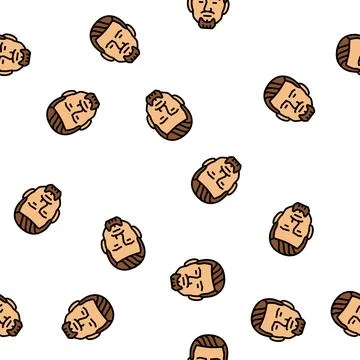 Goatee beard hair style vector seamless pattern Stock Illustration