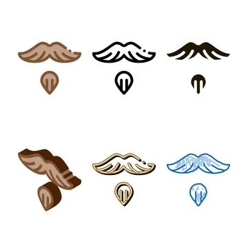 Goatee beard multistyle mustache icon outline Stock Illustration