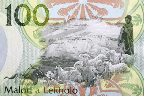 Goats from banknotes of Lesotho Stock Photos