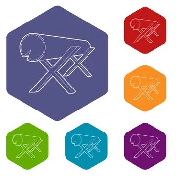 Goats for sawing logs icon, outline style 스톡 일러스트