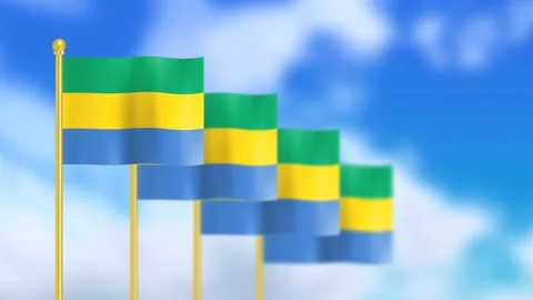 Gobanese republic flag waving in wind Stock Footage 199911964