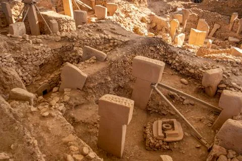 Gobekli Tepe Turkish for "Potbelly Hill", is an archaeological site Stock Photos