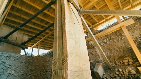 Gobeklitepe : Close Up of T Shape Monoliths Stock Footage 99992160