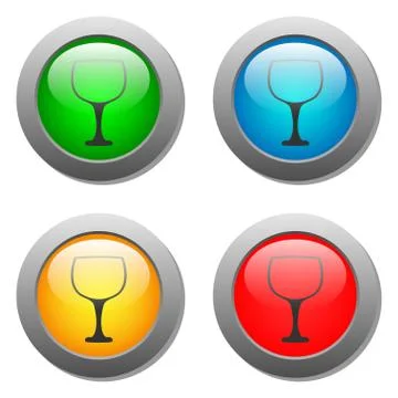 Goblet icon glass button set Stock Illustration