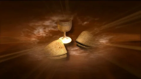 A goblet of red wine and some bread Stock Footage 87857092