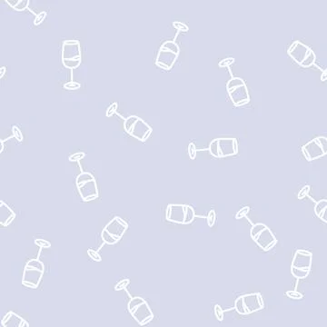 Goblet wine glass line vector seamless pattern 스톡 일러스트