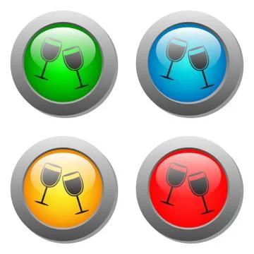 Goblets icon glass button set Stock Illustration