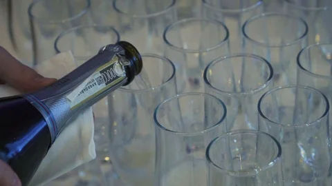 Goblets with sparkling wine Stock Footage 85601303