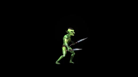  Goblin attack left animation 3D rendering on black background Stock Footage 281397769