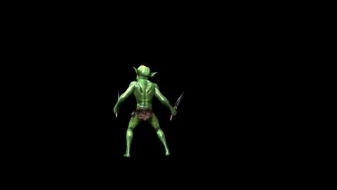 Goblin death animation 3D rendering on black background Stock Footage 281397679