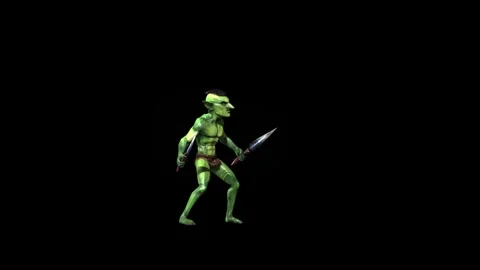 Goblin death  animation 3D rendering on black background Stock Footage 281397693
