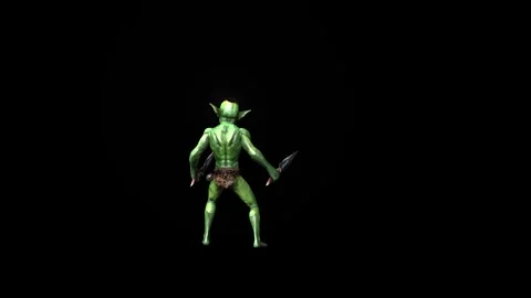  Goblin death animation 3D rendering on black background Stock Footage 281397779