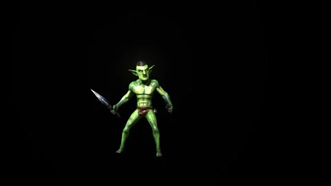 Goblin death animation 3D rendering on black background Stock Footage 281397789