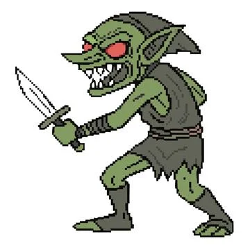 Goblin Enemy Pixel Art 8-Bit RPG Sprite Stock Illustration