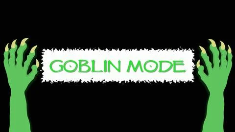 Goblin hands with long claws on a black background, Goblin mode inscription Stock Illustration