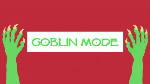 Goblin hands with long claws on a red background, Goblin mode inscription Stock Footage 237406393